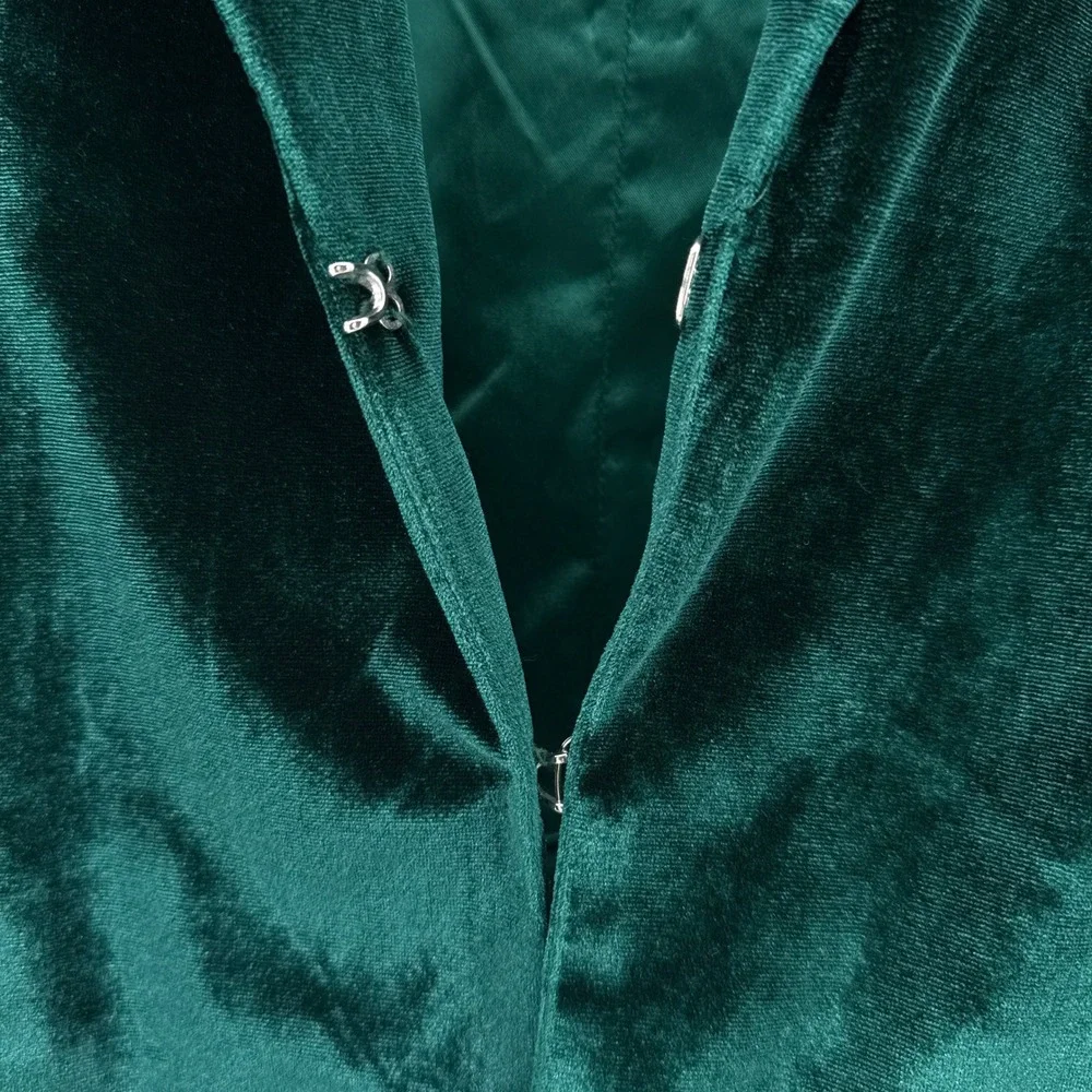 Boston Proper‎ Emerald Green Velvet Shawl Collar Blazer Jacket Hook Eye Size 4